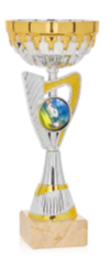 Trofeo Económico portadiscos en plata y oro de 6 alturas Ref. 26049