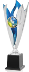 Trofeo Económico plata y azul con portadiscos de 3 alturas. Ref. 26033