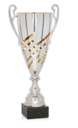 Trofeo Clásico Abstracto Oro y plata con peana de mármol Ref. 26011