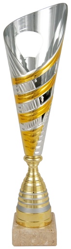 Trofeo Económico bicolor plata y oro de 3 alturas. Ref. 26036