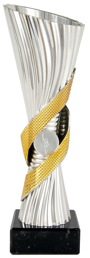 Trofeo Económico bicolor plata y dorado de 3 alturas. Ref. 26039 