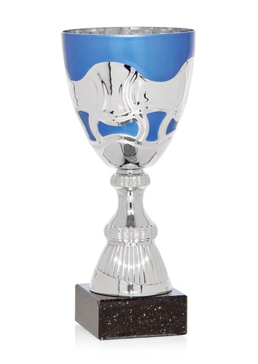 Trofeo Clásico en Azul y Plata con peana de mármol  Ref. 26018