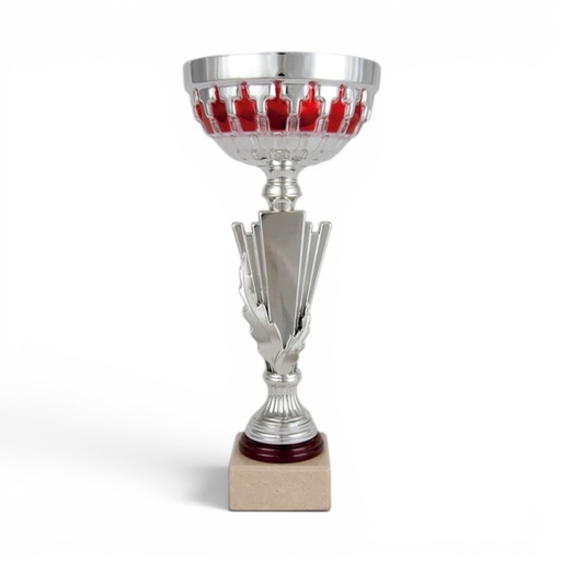Copa plateada y roja plateada, 3 alturas Ref. 26051