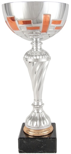 Trofeo Económico plata y bronce con peana de mármol negro en 3 alturas. Ref. 26056