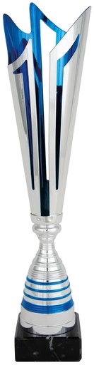 Trofeo Económico en plata y azul con base de mármol en 3 alturas. Ref.26004