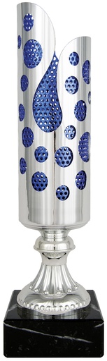 Trofeo Económico abstracto en plata y azul de 3 alturas. Ref.26005