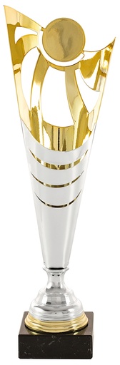 Trofeo Económico en plata y oro portadiscos en 3 alturas. Ref.26006