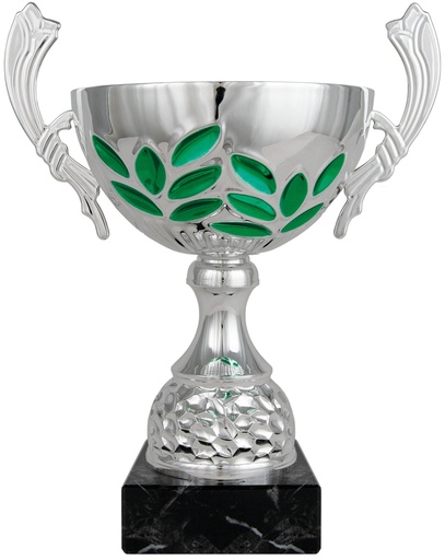 Trofeo Clásico plata y verde con peana de mármol Ref. 26021