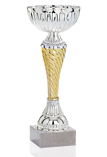Copa plateada y dorada con peana destacada, 3 alturas Ref. 26059