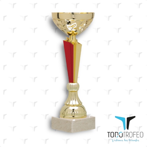 [C17054.2] Trofeo 17054/2 27cm dorada con detalle rojo