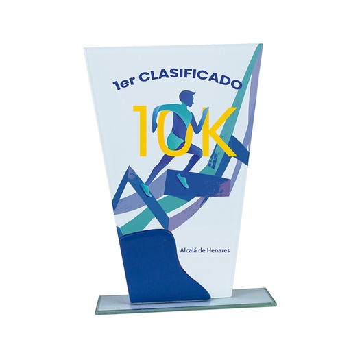 Trofeo Cristal transparente y azul. Ref. 26076