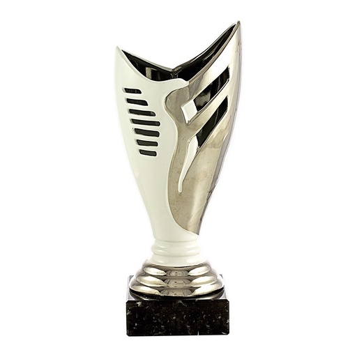Trofeo cerámica  plata/blanco