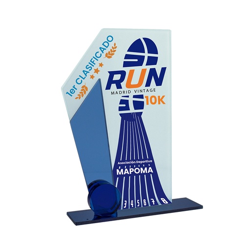 Trofeo cristal trapecio azul impreso a color. Ref. 26078 (24105)