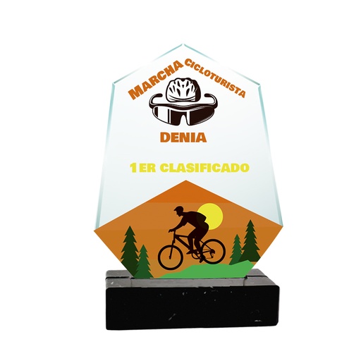 [TM01] Trofeo TM01 heptágono metacrilato a color con peana de mármol